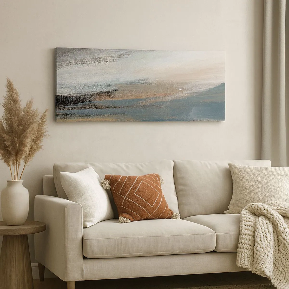 Schilderen op canvas - Abstractie: noordelijk landschap - 100x40 cm
