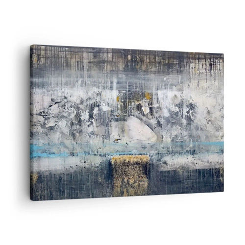 Schilderen op canvas - Abstracte compositie in koele tinten - 70x50cm - Als op ijs, als zo moeizaam - Moderne wanddecoratie voor woonkamer en slaapkamer ARTTOR