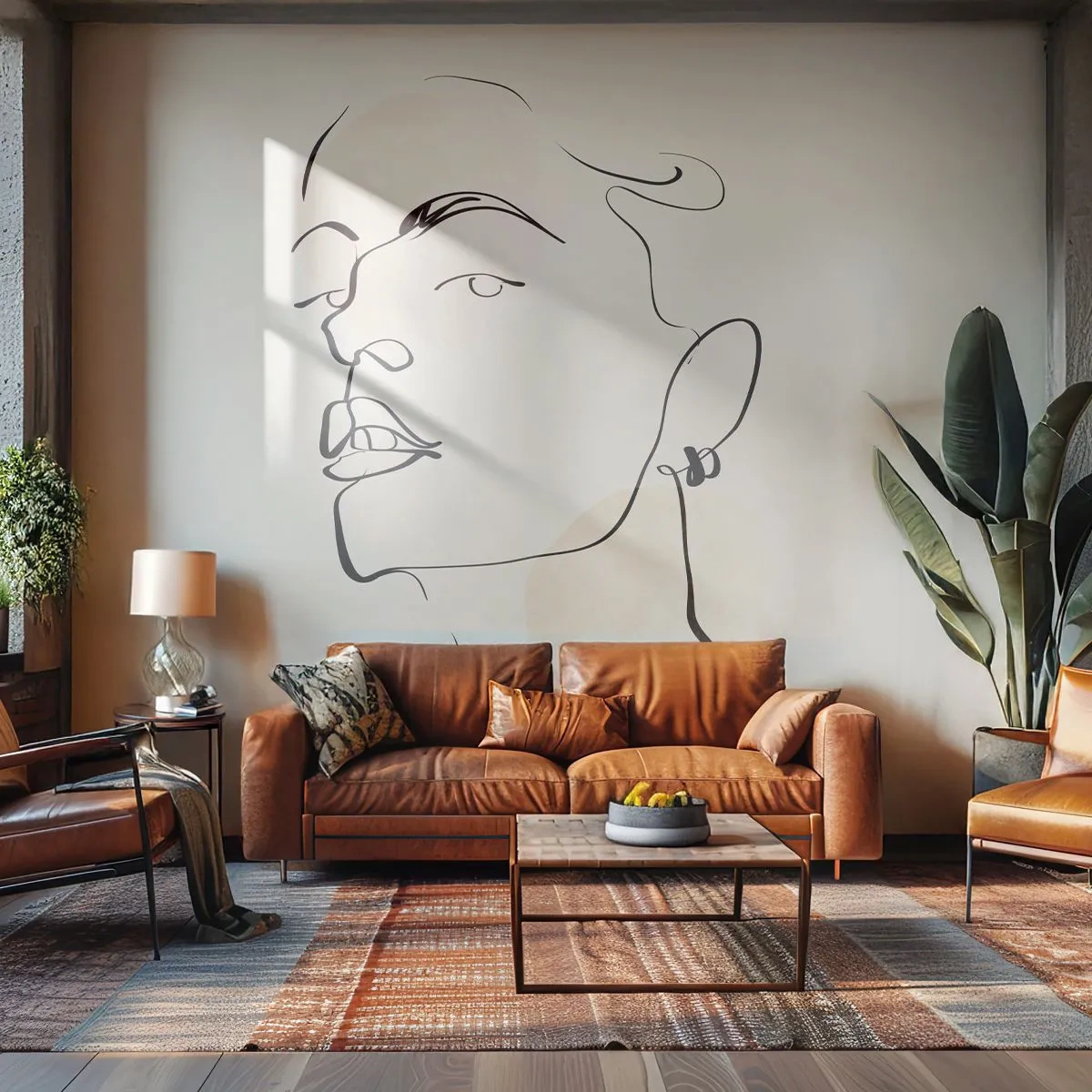 Zelfklevend Fotobehang Deluxe Sticker - Een trotse blik - Het gezicht van de vrouw, Portret van een vrouw, Grafisch - 250x175 cm