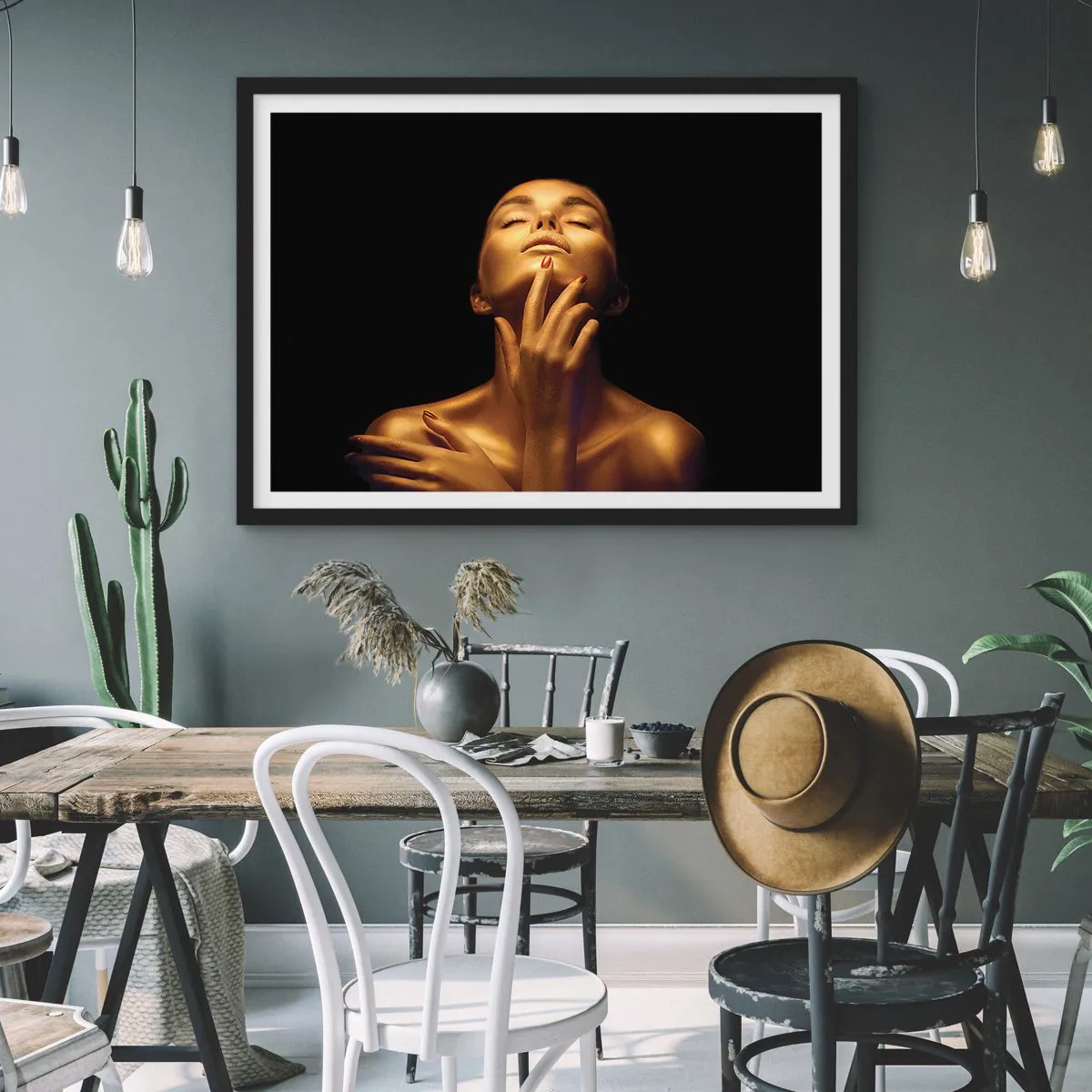 Poster in een zwarte lijst - Als gouden zijde - 91x61 cm
