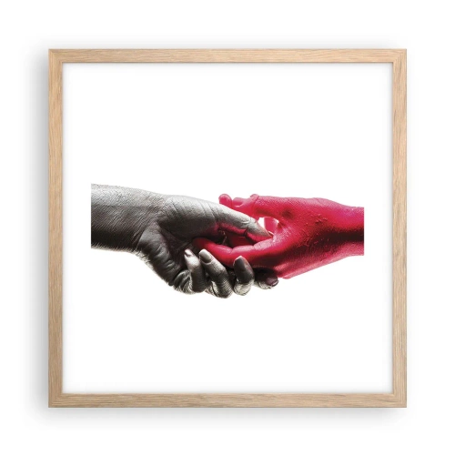 Een poster in een licht eiken lijst - Samen, hoewel anders - 40x40 cm