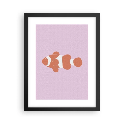 Poster in een zwarte lijst - In koraal dat bij haar gezicht en staart past - 30x40 cm