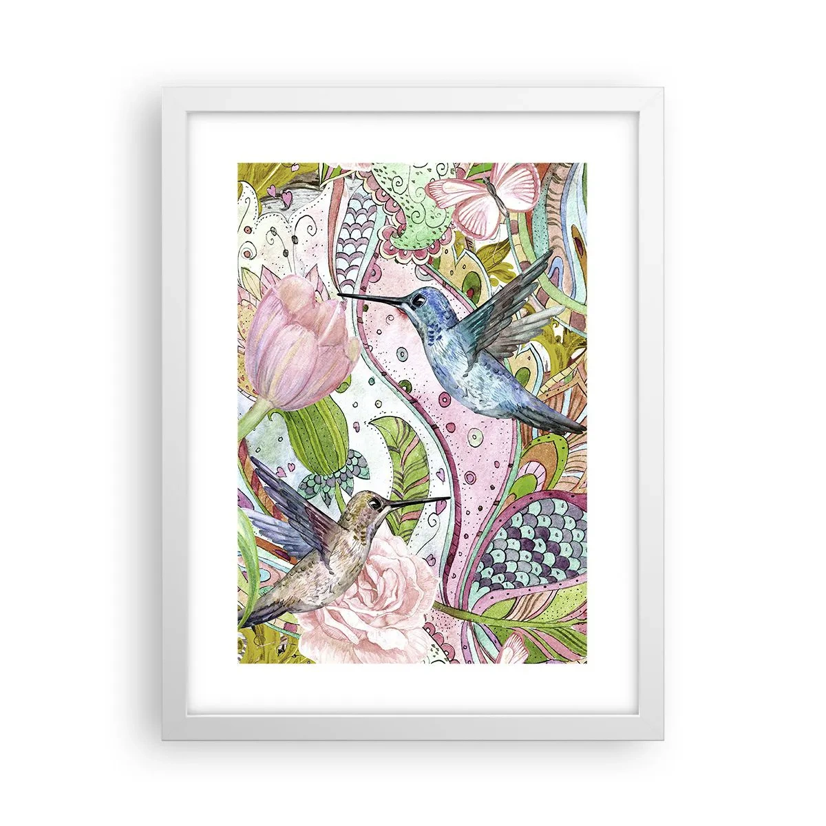 Poster in een witte lijst - Verstrikt in wijnstokken - 30x40 cm