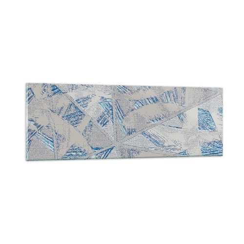 Schilderen op glas - In een blauwgrijs labyrint - 90x30 cm