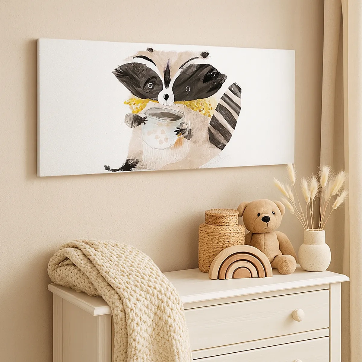 Schilderen op canvas - Mijn vriend de wasbeer - 30x30 cm