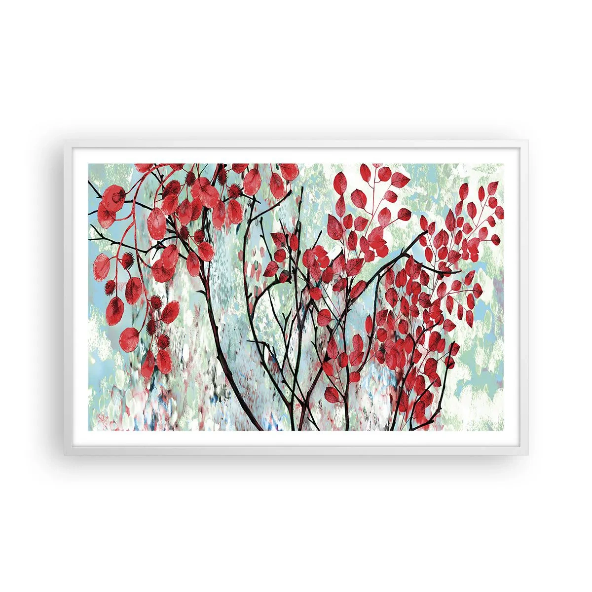 Poster in een witte lijst - Boom in scharlaken - 91x61 cm