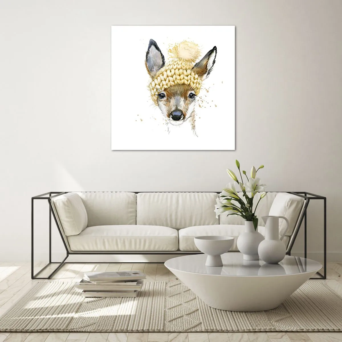 Schilderen op glas - Voor de winter in een besneeuwd bos - 40x40 cm