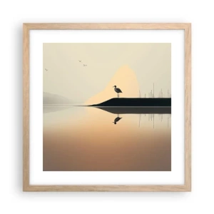 Een poster in een licht eiken lijst - Heer op het meer - 40x40 cm
