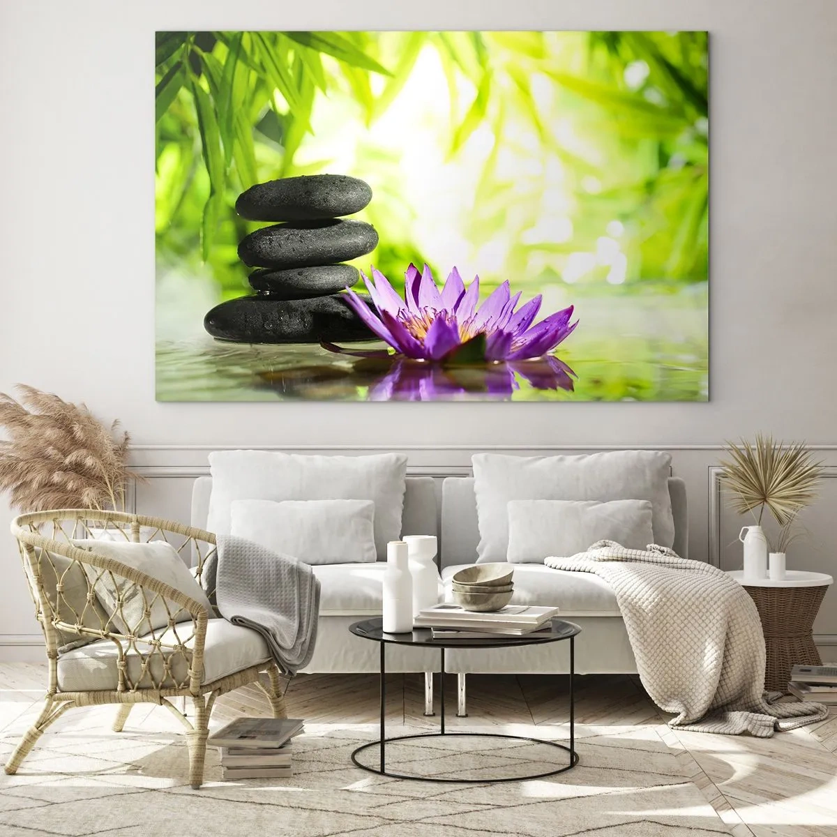 Schilderen op glas - In een bamboestruik - 100x70 cm