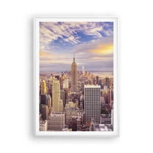 Poster in een witte lijst - Reik alleen naar de wolken - 70x100 cm