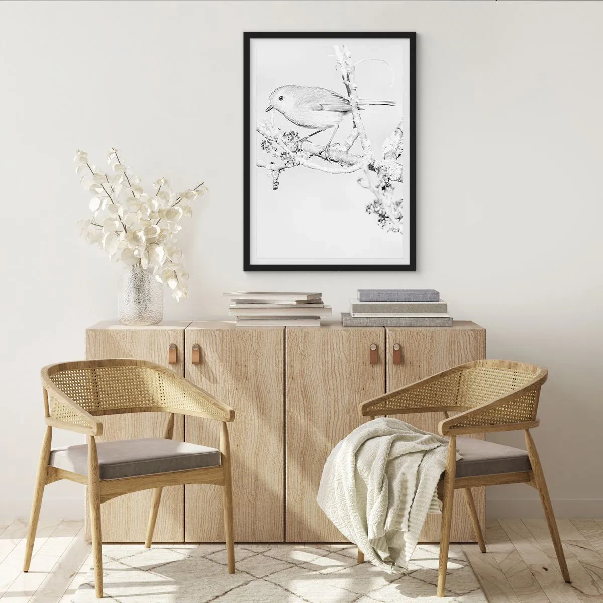 Poster in een zwarte lijst - Winterochtend - 30x40 cm