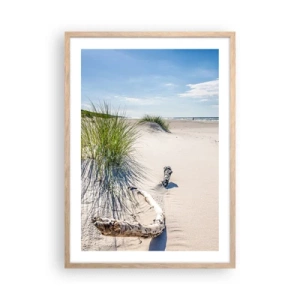 Een poster in een licht eiken lijst - De mooiste zandstrand? Oostzee-strand - 50x70 cm