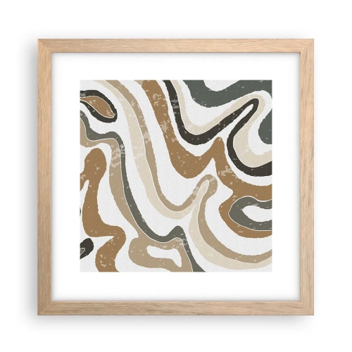 Een poster in een licht eiken lijst - Meanders van aardekleuren - 30x30 cm