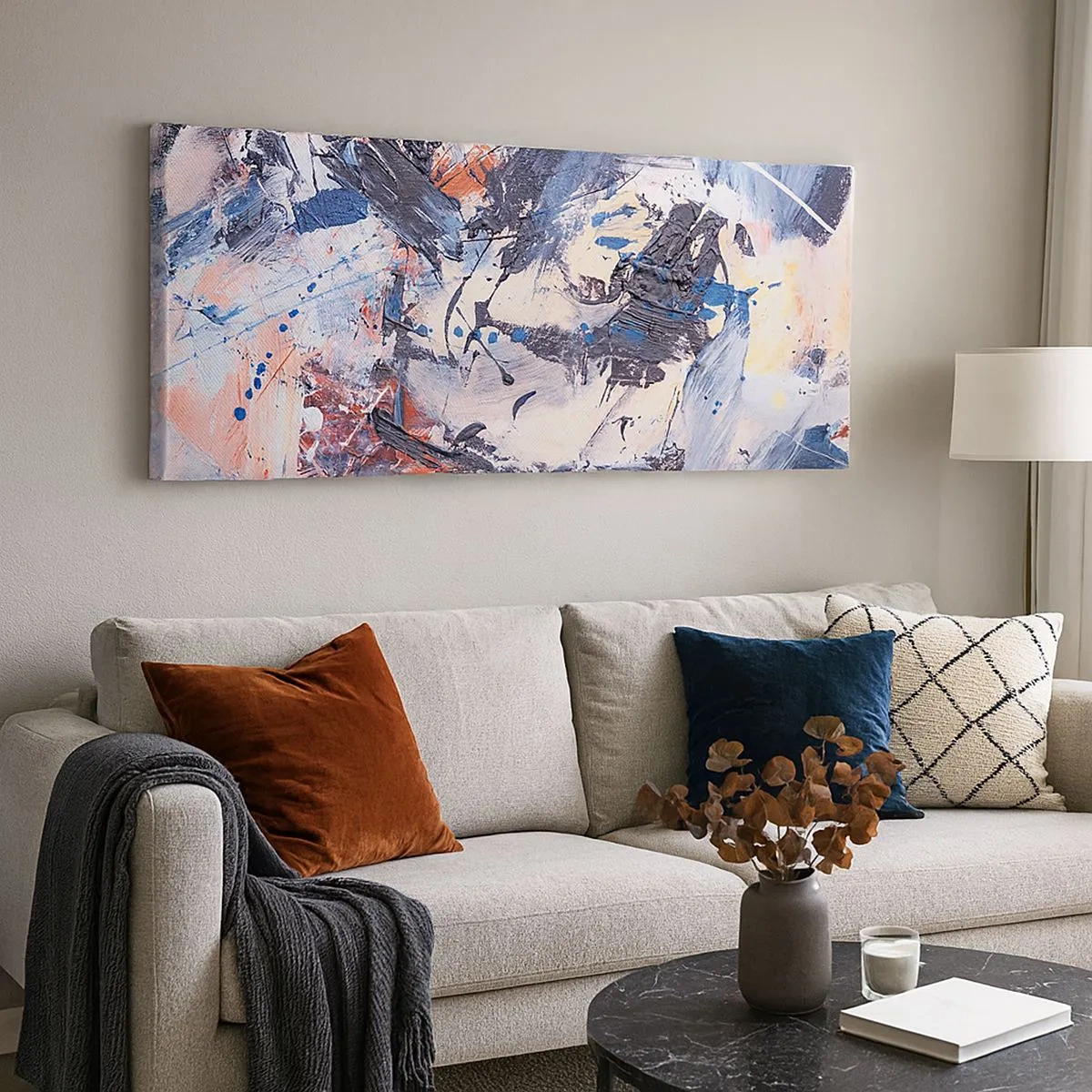 Schilderen op canvas - Gekke dans van abstractie - 100x40 cm