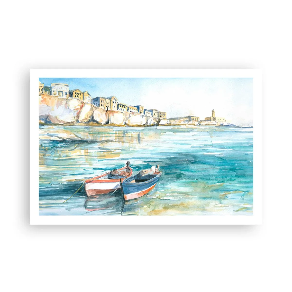 Poster - Azuurblauw landschap - 91x61 cm