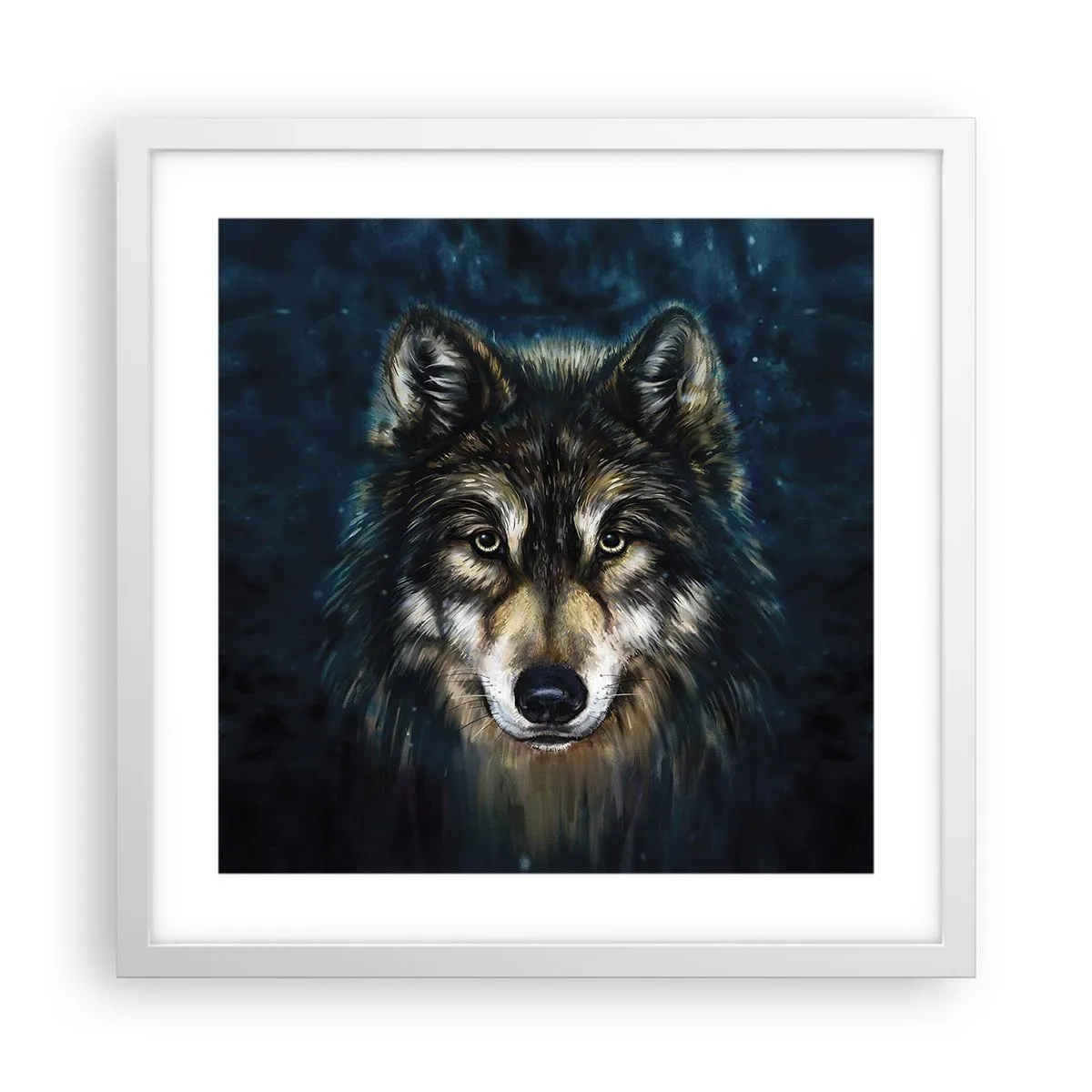 Poster in een witte lijst - Alfa? en omega - 40x40 cm