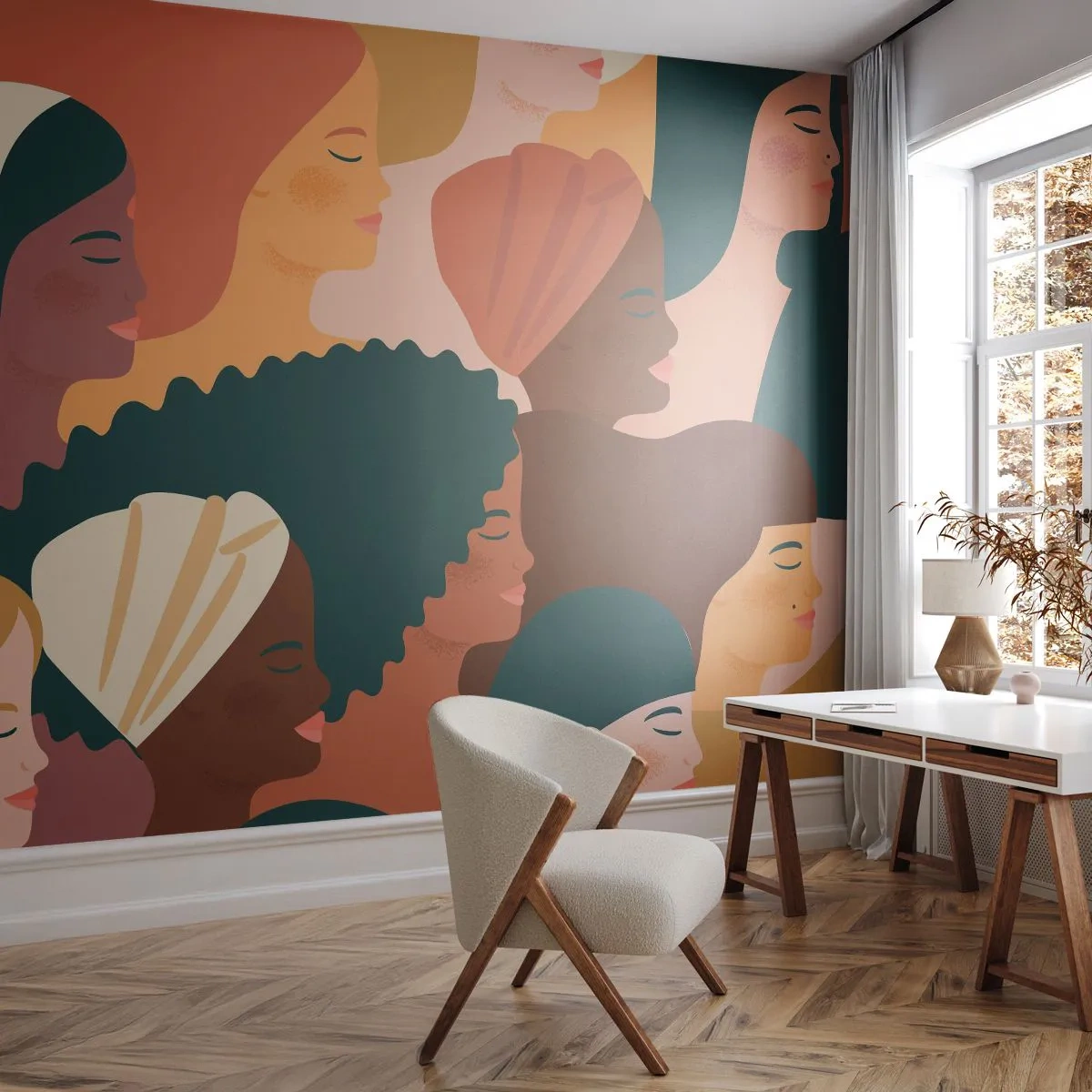 Zelfklevend Fotobehang Deluxe Sticker - Alleen vrouwelijkheid - Vrouw, Moderne kunst, Afrika - 150x105 cm