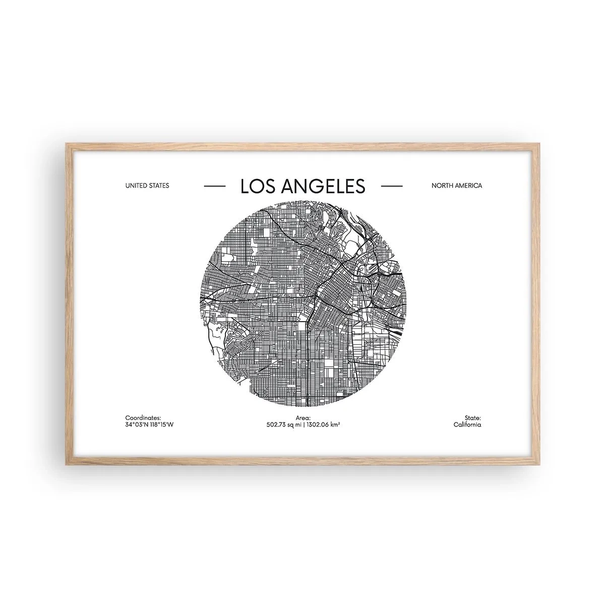 Een poster in een licht eiken lijst - Anatomie van Los Angeles - 91x61 cm
