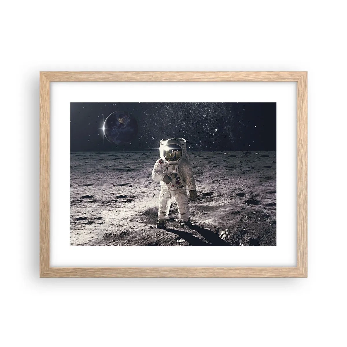 Een poster in een licht eiken lijst - Groetjes van de maan - 40x30 cm