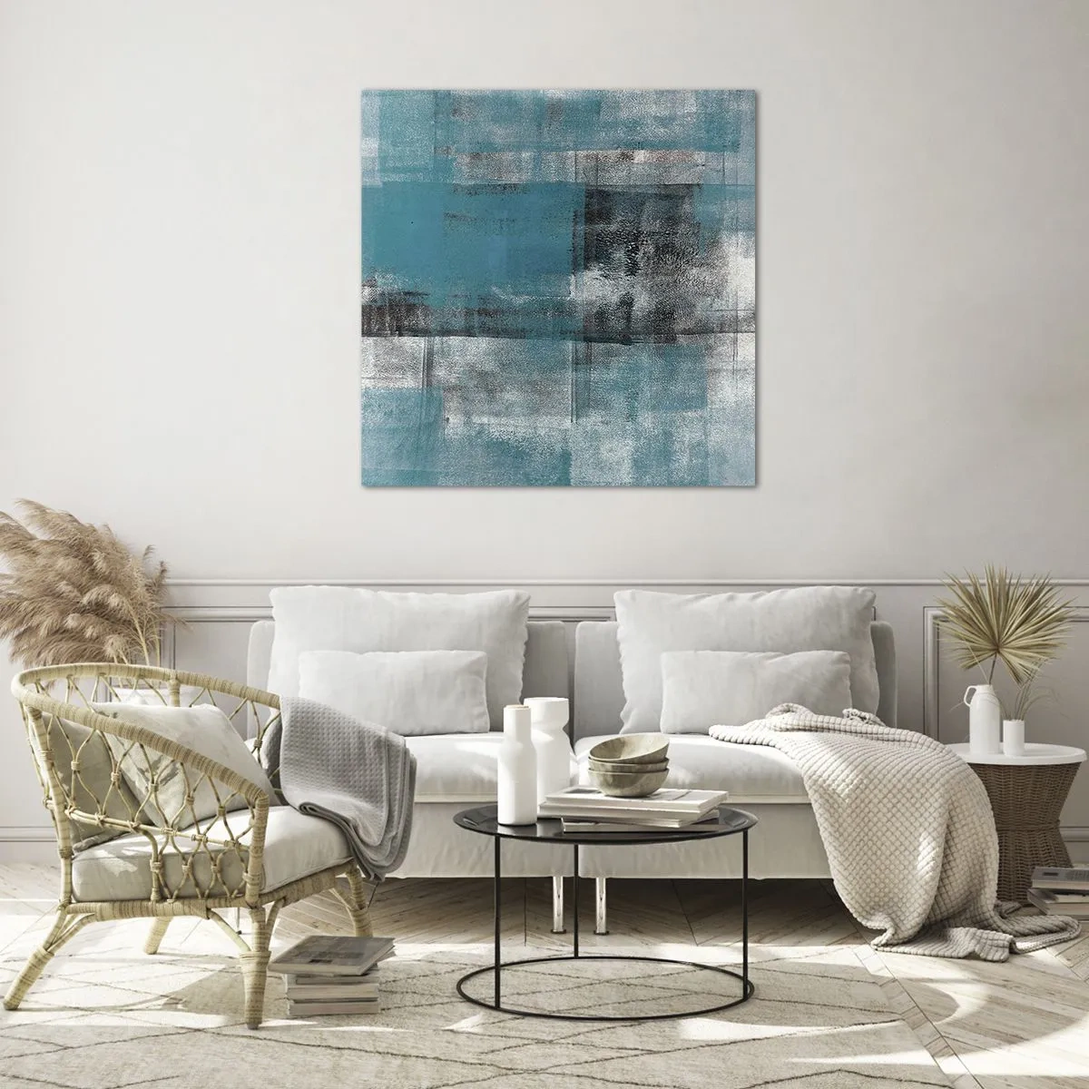 Schilderen op glas - Water en lucht - 60x60 cm