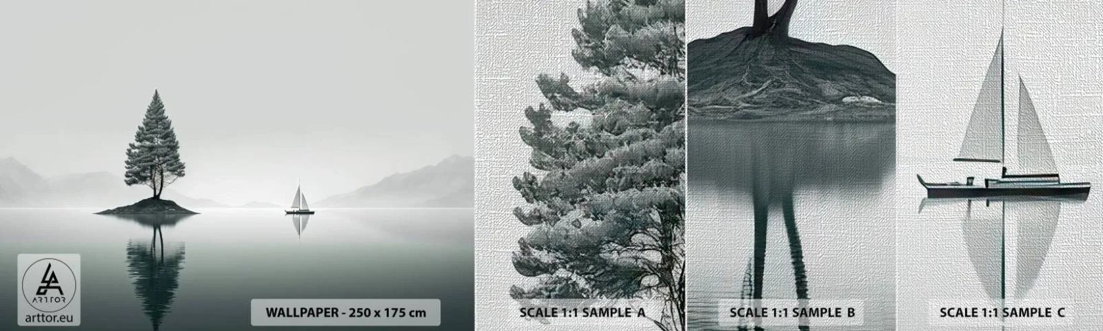 Fotobehang Monster Premium Canvas - Droom - Kalmte, Zeilboot, Meer - 100x30 cm