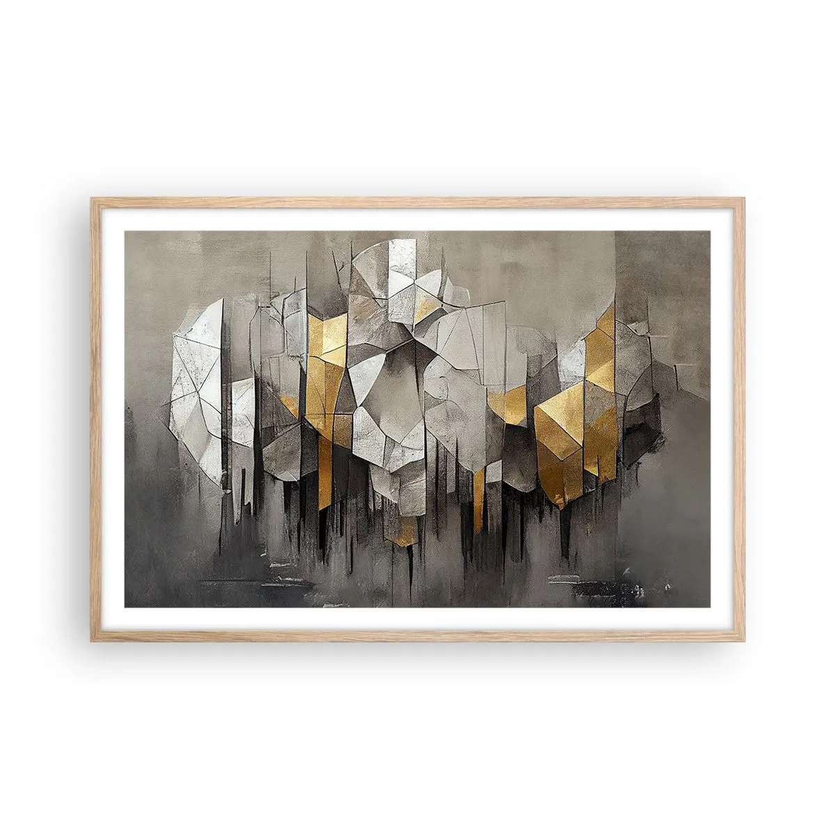 Een poster in een licht eiken lijst - Compositie van ijs en licht - 91x61 cm