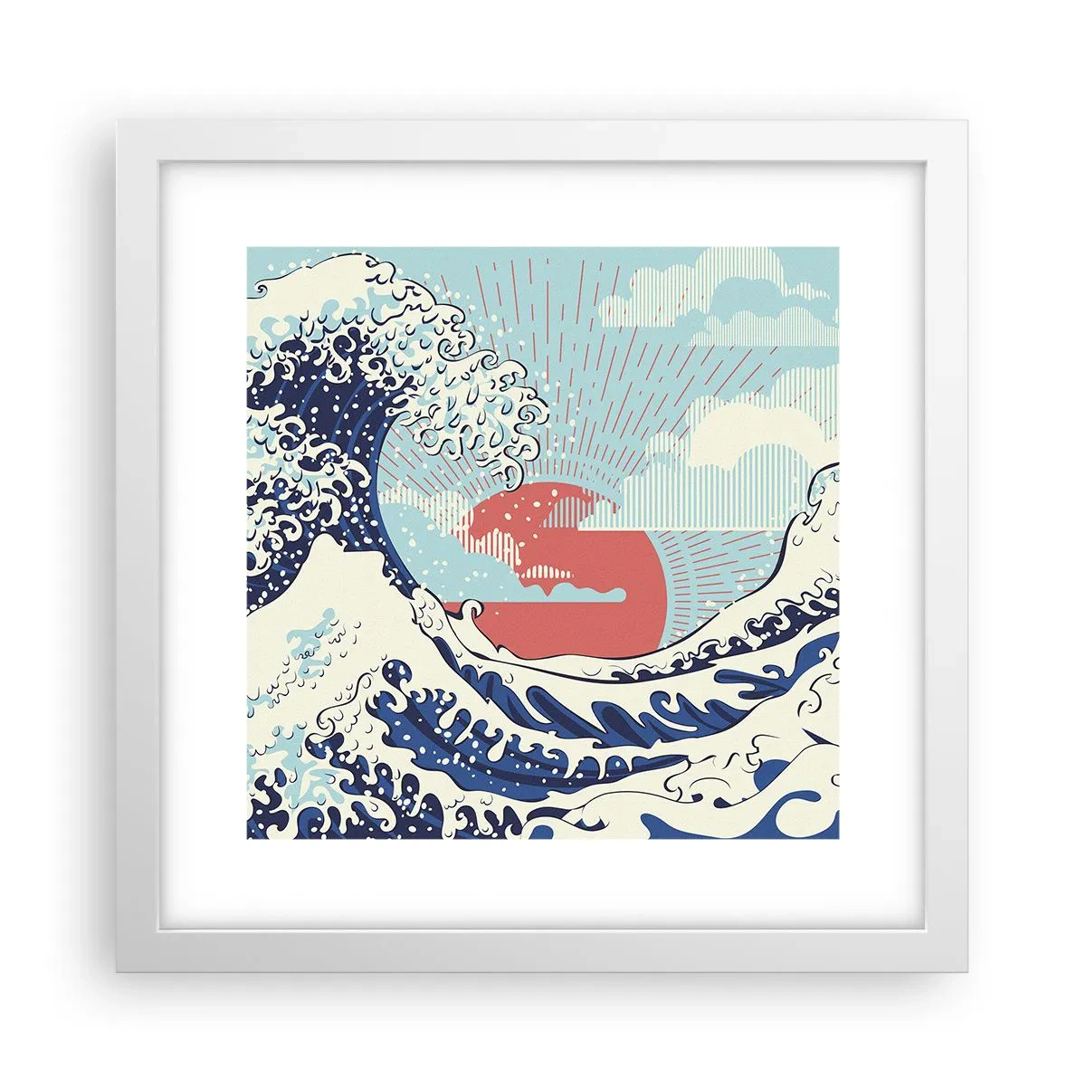 Poster in een witte lijst - Van Japanse inspiratie - 30x30 cm