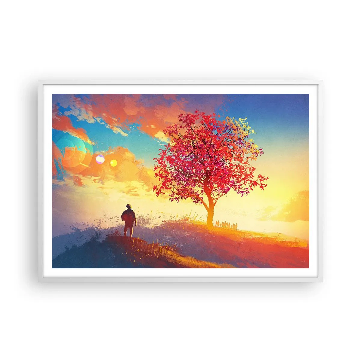 Poster in een witte lijst - Pelgrim bij de bestemming - 100x70 cm