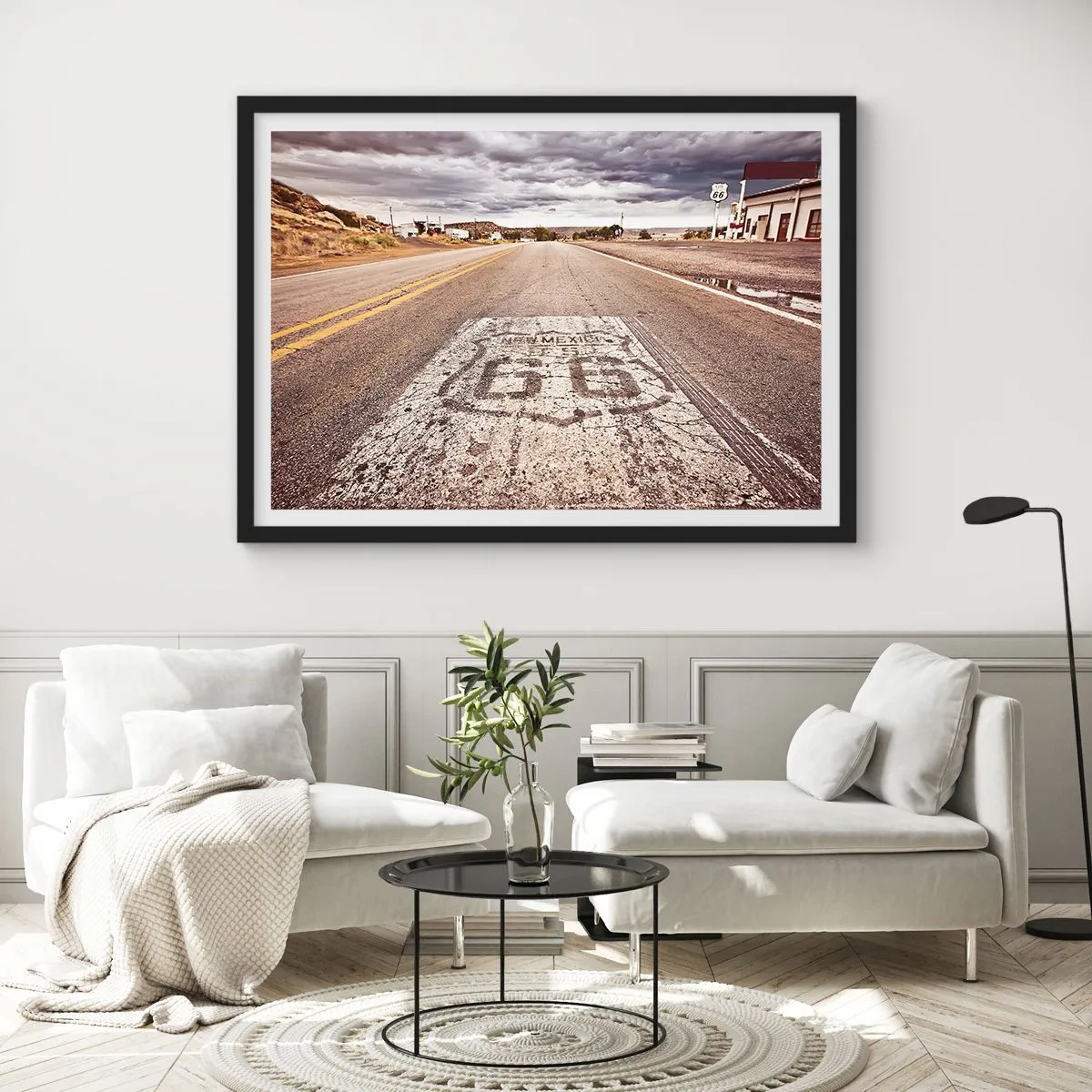 Poster in een zwarte lijst - Mother Road - een Amerikaanse legende - 40x30 cm