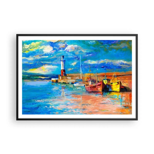 Poster in een zwarte lijst - Een middag in de regenboogbaai - 100x70 cm
