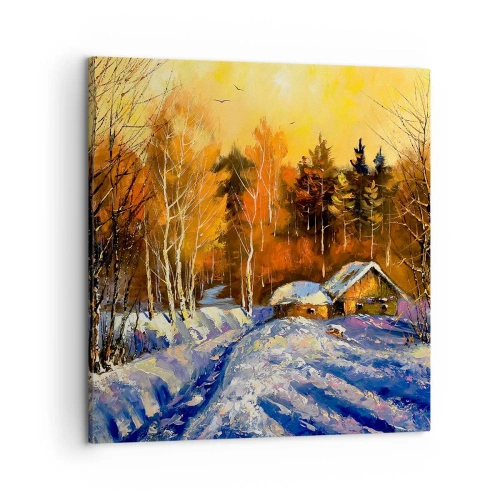 Schilderen op canvas - Winter impressie in de zon - 50x50 cm