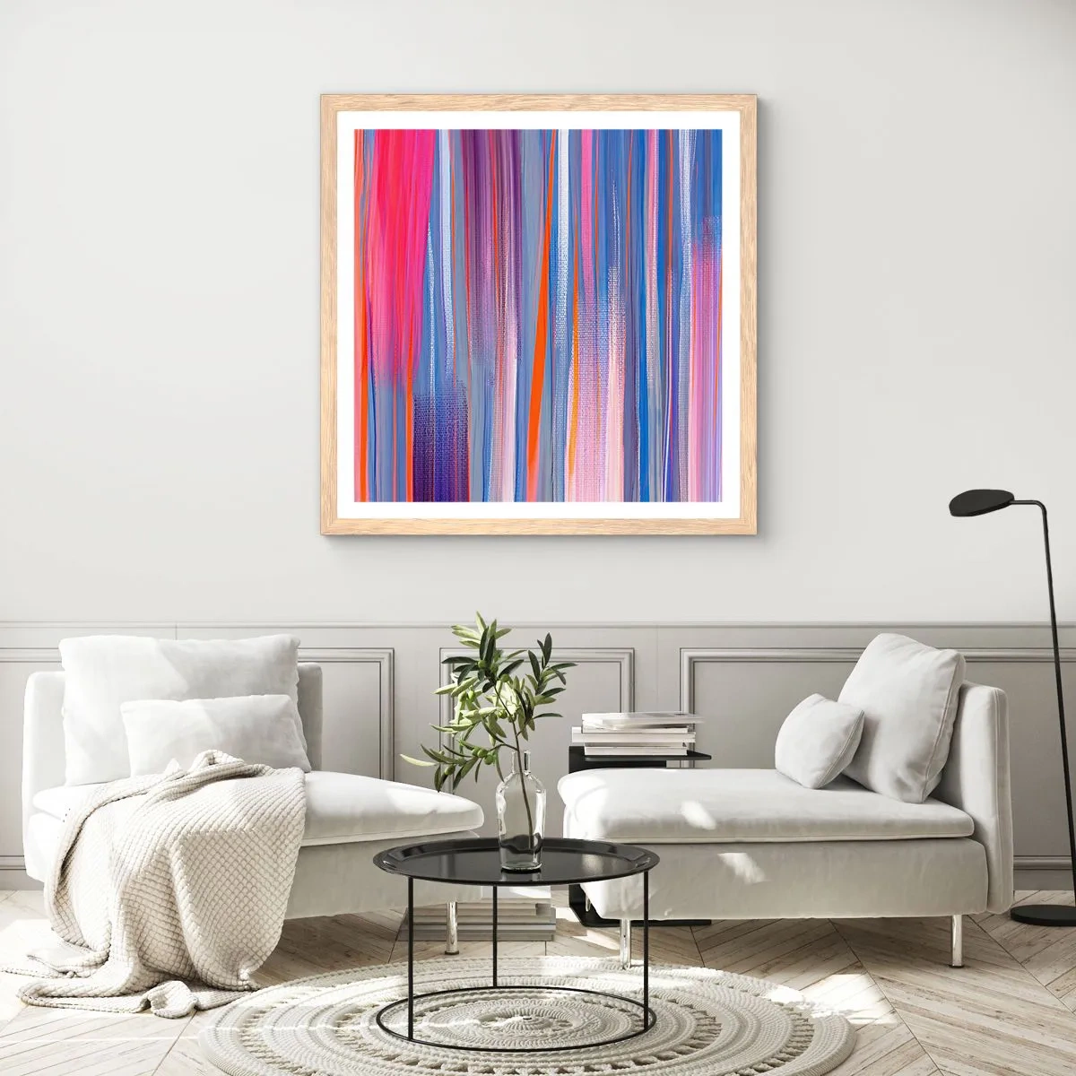 Een poster in een licht eiken lijst - Opgang naar de regenboog - 40x40 cm