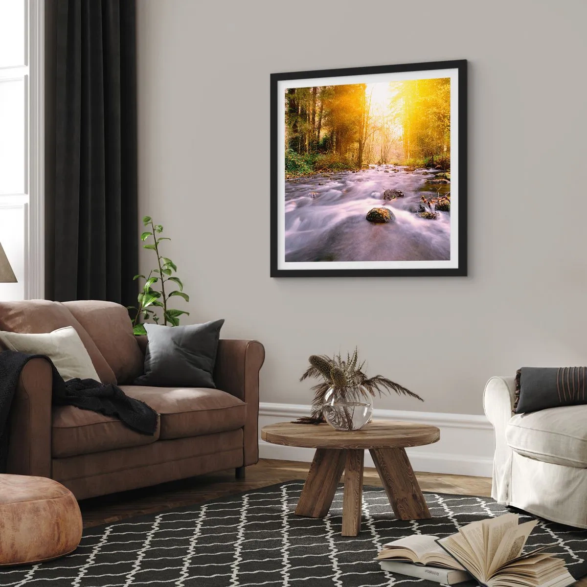 Poster in een zwarte lijst - Malachiet in een zilveren en gouden lijst - 60x60 cm