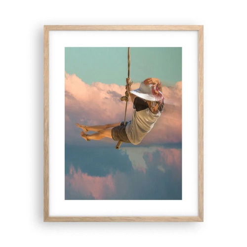 Een poster in een licht eiken lijst - Plezier in de wolken - 40x50 cm