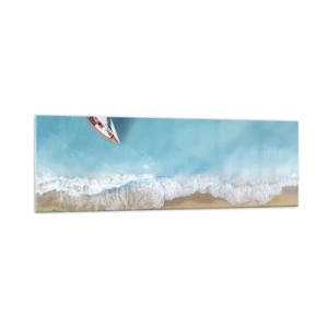 Schilderen op glas - Op de grens van blauw en goud - 160x50 cm