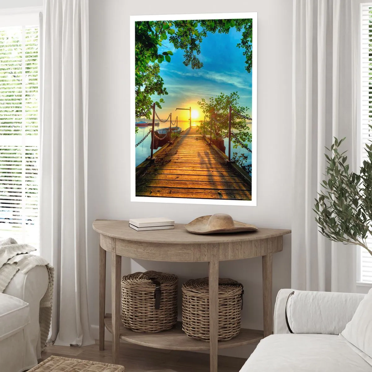 Poster - Zonsondergang boven het water - 30x40 cm