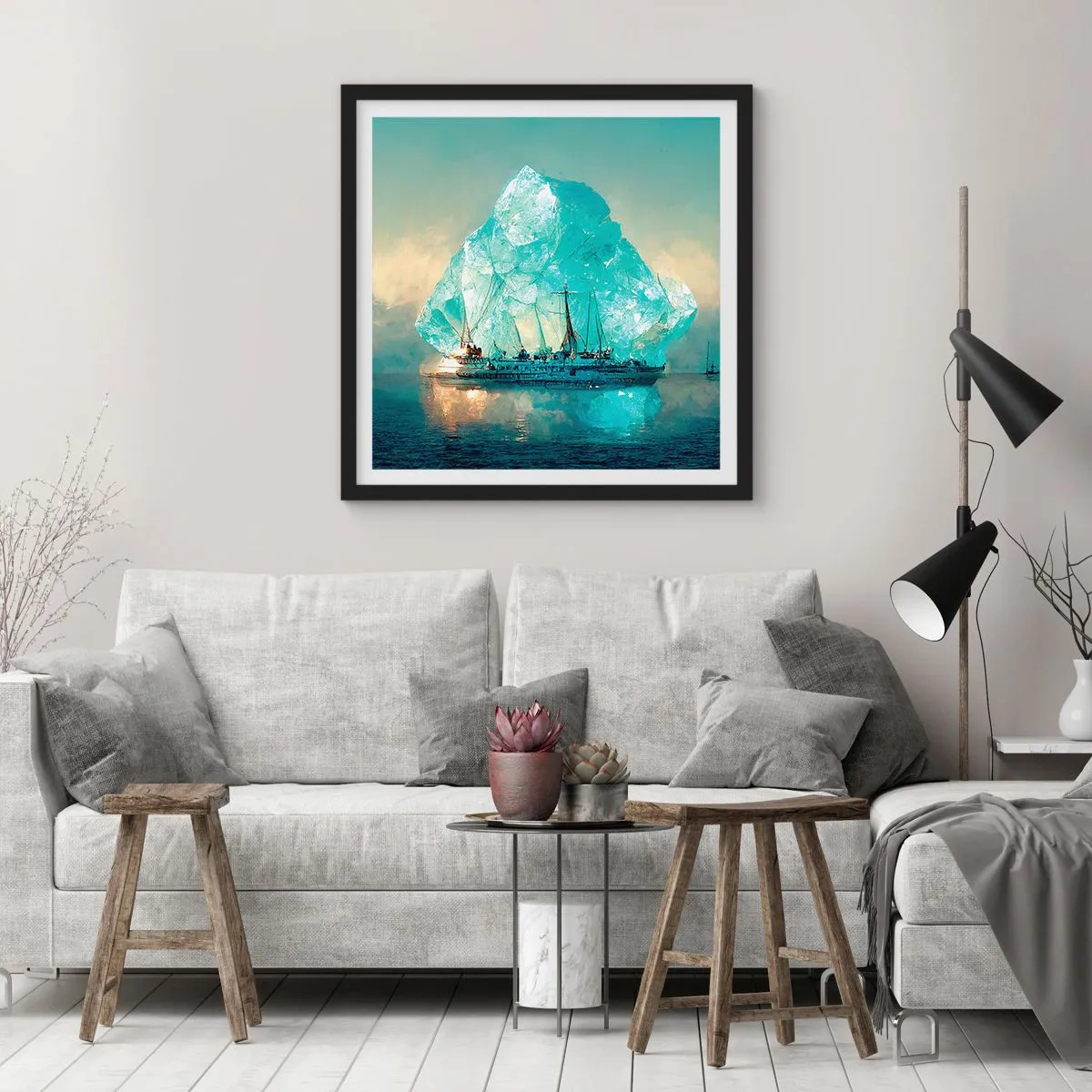 Poster in een zwarte lijst - Arctische diamant - 50x50 cm
