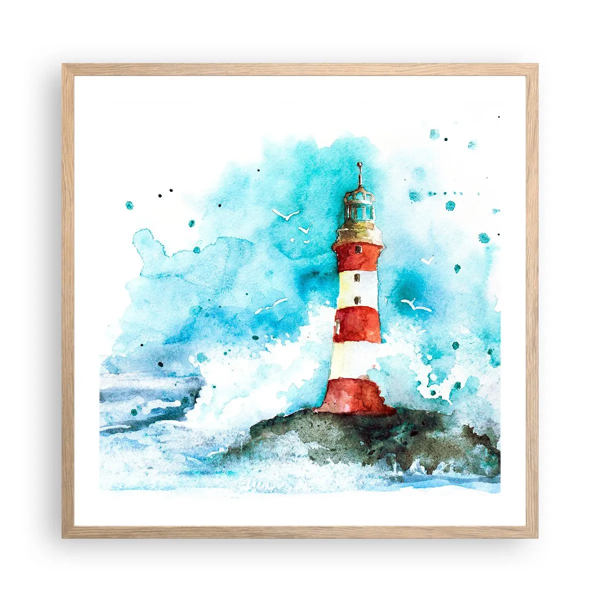 Een poster in een licht eiken lijst - Eenheid van de elementen - 60x60 cm