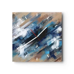 Wandklok - Klok - Op een blauwe diagonaal - 30x30 cm