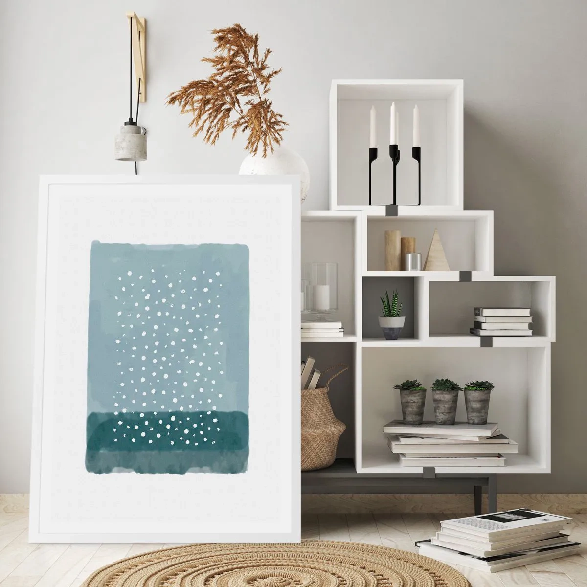 Poster in een witte lijst - Gegroeid op blauw - 61x91 cm