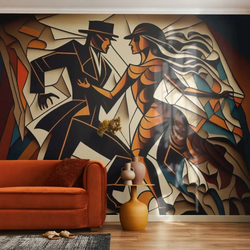 Zelfklevend Fotobehang Deluxe Sticker - Dans van pasie - Kubisme, Dans, Stel - 150x105 cm
