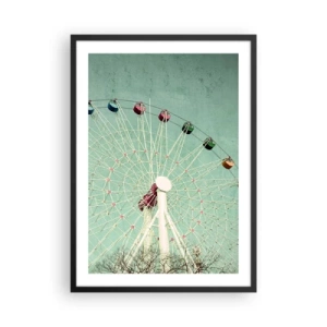 Poster in een zwarte lijst - Een retro reuzenrad tegen een muntkleurige lucht - 50x70cm - Wij nodigen u uit om plezier te hebben - Moderne wanddecoratie voor woonkamer en slaapkamer ARTTOR