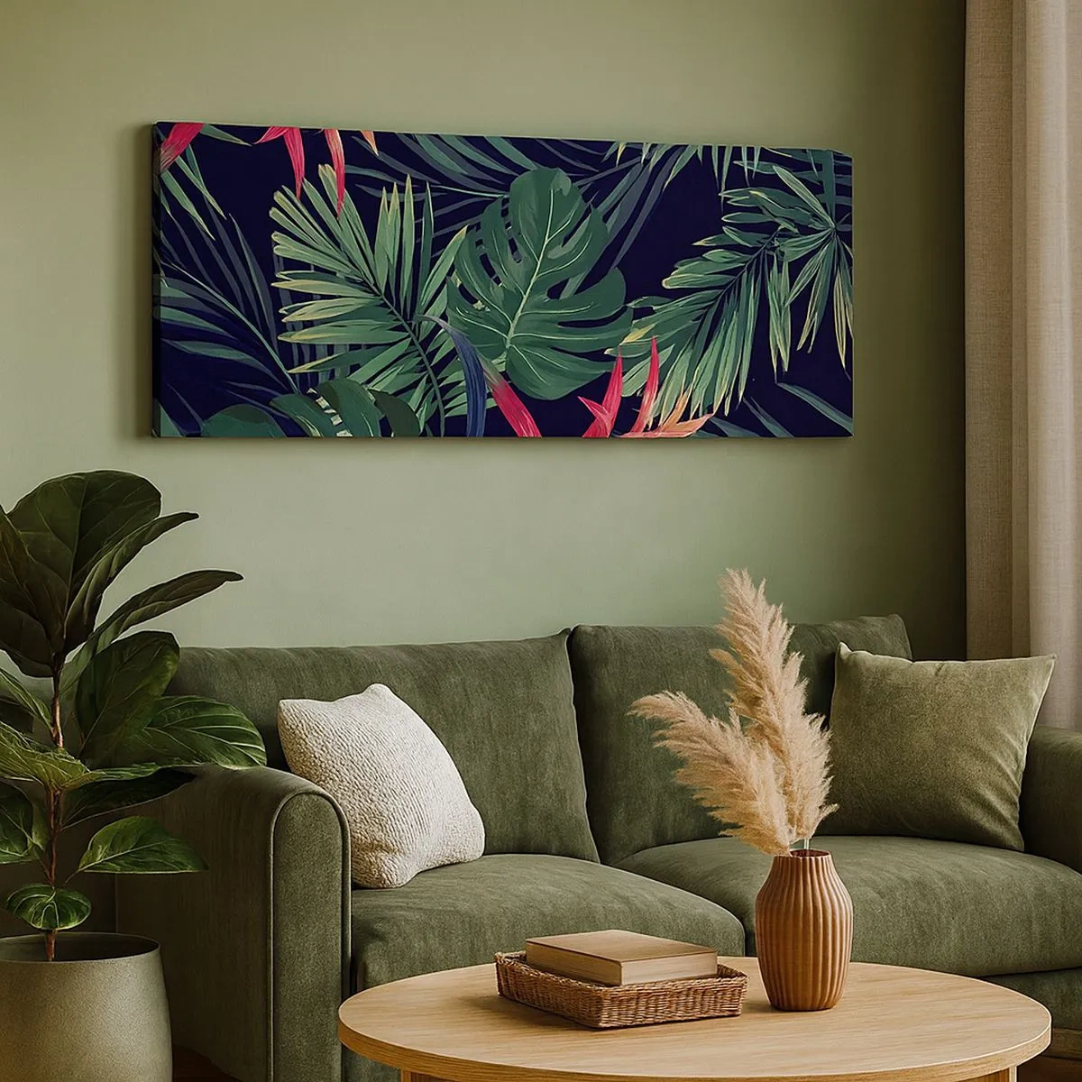 Schilderen op canvas - Ontsteken in het groen - 100x40 cm