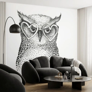 Zelfklevend Fotobehang Deluxe Sticker - Verstandig en met liefde - Uil, Voor kinderen, Dieren - 150x105 cm