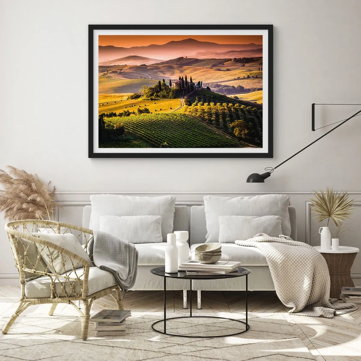 Poster in een zwarte lijst - Arcadia - het Toscaanse landschap - 100x70 cm