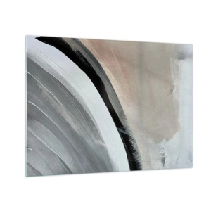 Schilderen op glas - Abstracte boog in tinten grijs en zwart - 70x50cm - Compositie: boog van zwart en grijs - Moderne wanddecoratie voor woonkamer en slaapkamer ARTTOR