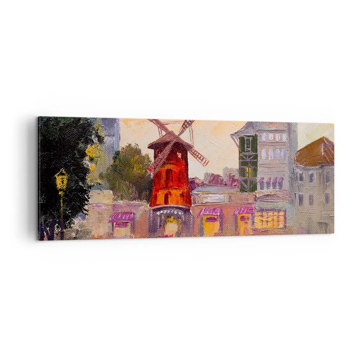 Schilderen op canvas - Parijse iconen – Moulin Rouge - 140x50 cm