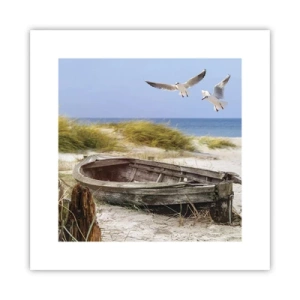 Poster - Badend in de wind - 30x30 cm