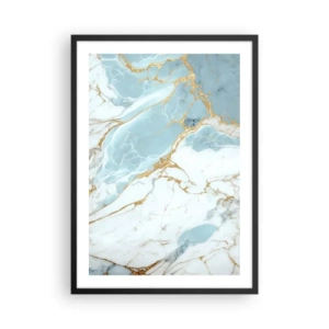 Poster in een zwarte lijst - Elegant marmer in tinten blauw en goud - 50x70cm - Rijkdom van steen - Moderne wanddecoratie voor woonkamer en slaapkamer ARTTOR