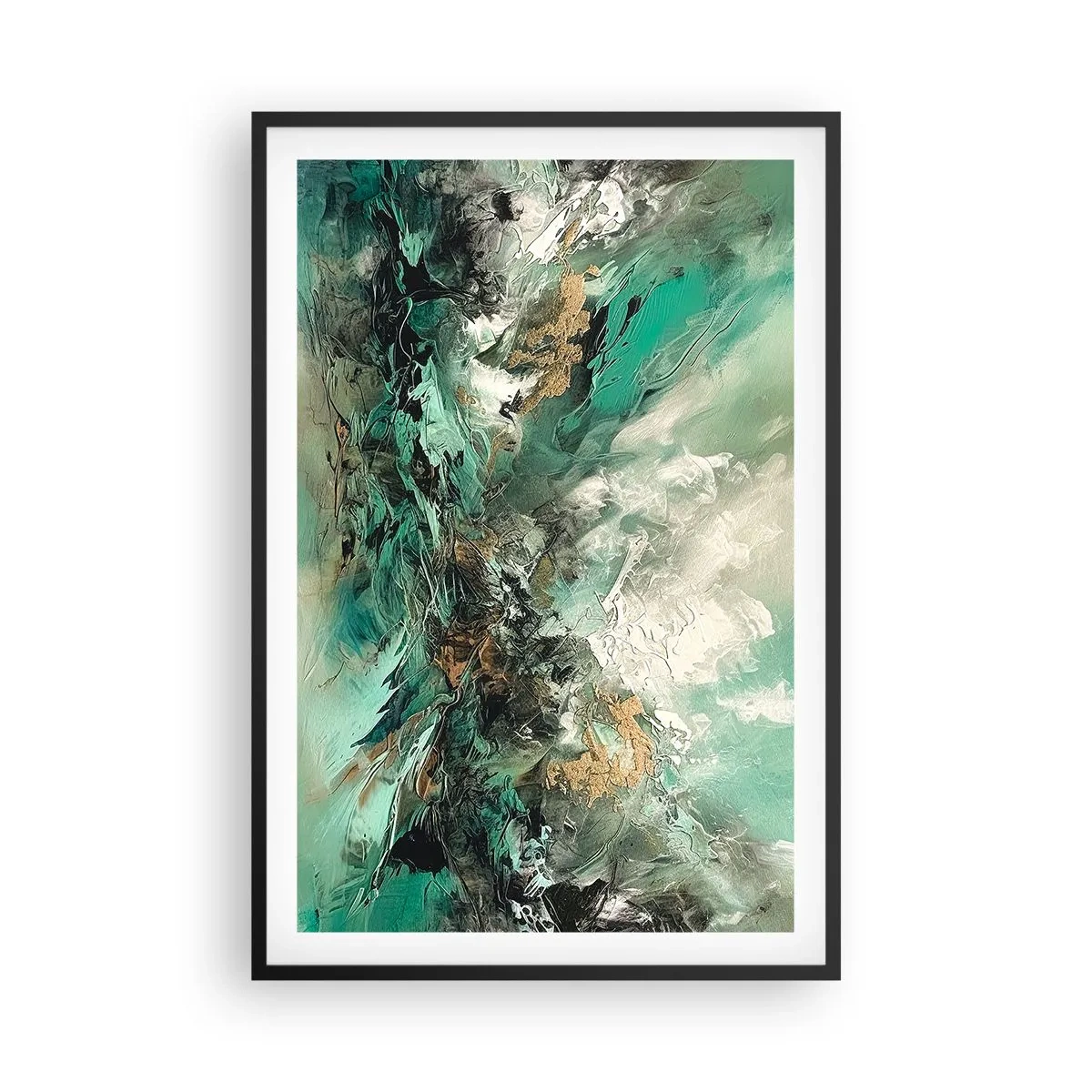Poster in een zwarte lijst - Emerald en zwarte branding - 61x91 cm